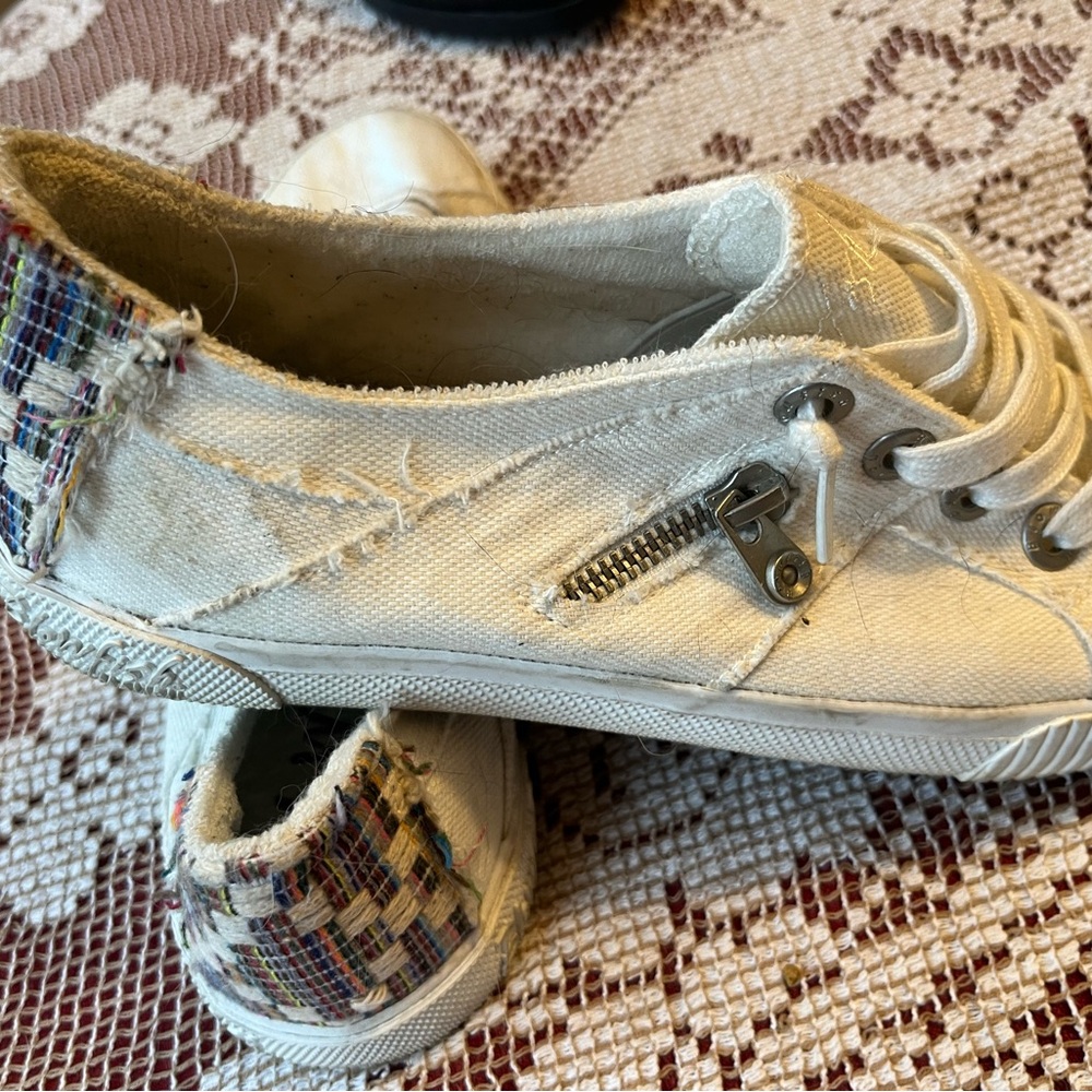 Blowfish Cream Canvas Sneakers with Multicolor Accents